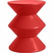 LeisureMod Round Side Table in ABS Plastic Double-Hourglass Design in Red