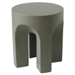 LeisureMod Round Fiberstone Side Table Arched Base Crus Series in Gray