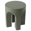 LeisureMod Round Fiberstone Side Table Arched Base Crus Series in Gray