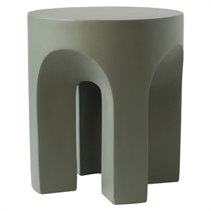 LeisureMod Round Fiberstone Side Table Arched Base Crus Series in Gray