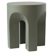 LeisureMod Round Fiberstone Side Table Arched Base Crus Series in Gray