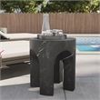 LeisureMod Round Fiberstone Side Table Arched Base Crus Series in Black