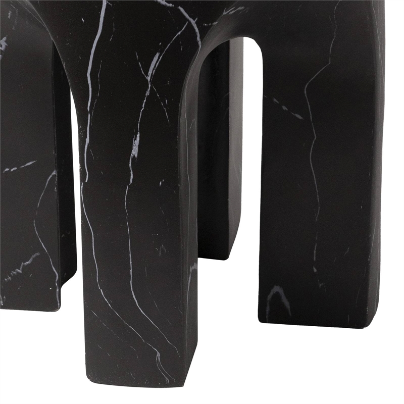 LeisureMod Round Fiberstone Side Table Arched Base Crus Series in Black