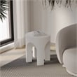 LeisureMod Round Fiberstone Side Table Arched Base Crus Series in White