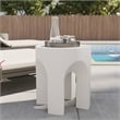 LeisureMod Round Fiberstone Side Table Arched Base Crus Series in White