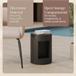 LeisureMod Round Fiberstone Side Table With Open Storage in Black