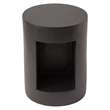 LeisureMod Round Fiberstone Side Table With Open Storage in Black