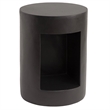 LeisureMod Round Fiberstone Side Table With Open Storage in Black