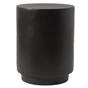 LeisureMod 14&quot Wide Round Side Fiberstone Table Ramble Series in Black