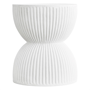 LeisureMod 15&quot Round Fiberstone Side Table Hourglass Design in White