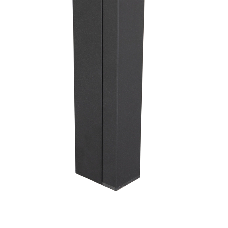 Round Slatted Dining Table Powder-Coated Aluminum with Umbrella Hole in Black