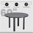 Round Slatted Dining Table Powder-Coated Aluminum with Umbrella Hole in Black