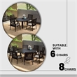 Round Slatted Dining Table Powder-Coated Aluminum with Umbrella Hole in Black