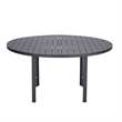 Round Slatted Dining Table Powder-Coated Aluminum with Umbrella Hole in Black