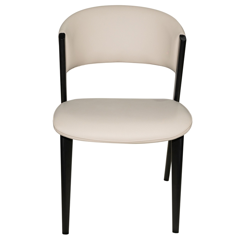 Leather Dining Chair with Curved Open-Back and Waterfall Edge Seat in Light Gray