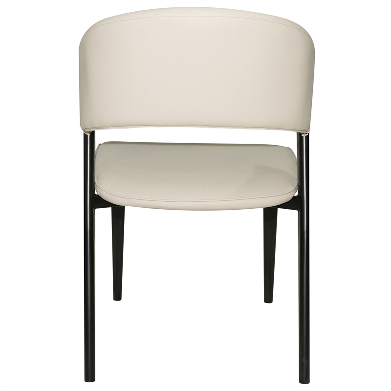 Leather Dining Chair with Curved Open-Back and Waterfall Edge Seat in Light Gray