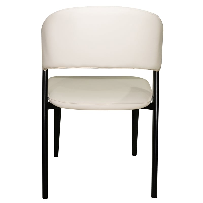 Leather Dining Chair with Curved Open-Back and Waterfall Edge Seat in White