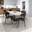 Leather Dining Chair with Curved Open-Back and Iron Legs Set of 2 in Black