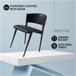 Leather Dining Chair with Curved Open-Back and Iron Legs Set of 2 in Black