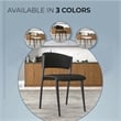 Leather Dining Chair with Curved Open-Back and Iron Legs Set of 2 in Black