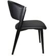 Leather Dining Chair with Curved Open-Back and Iron Legs Set of 2 in Black