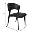 Leather Dining Chair with Curved Open-Back and Iron Legs Set of 2 in Black