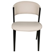 Leather Dining Chair with Curved Open-Back and Iron Legs Set of 2 in Light Gray