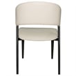 Leather Dining Chair with Curved Open-Back and Iron Legs Set of 2 in Light Gray