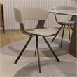 Dining Chair with Curved Open-Back and Iron Legs in Dark Walnut/Light Taupe