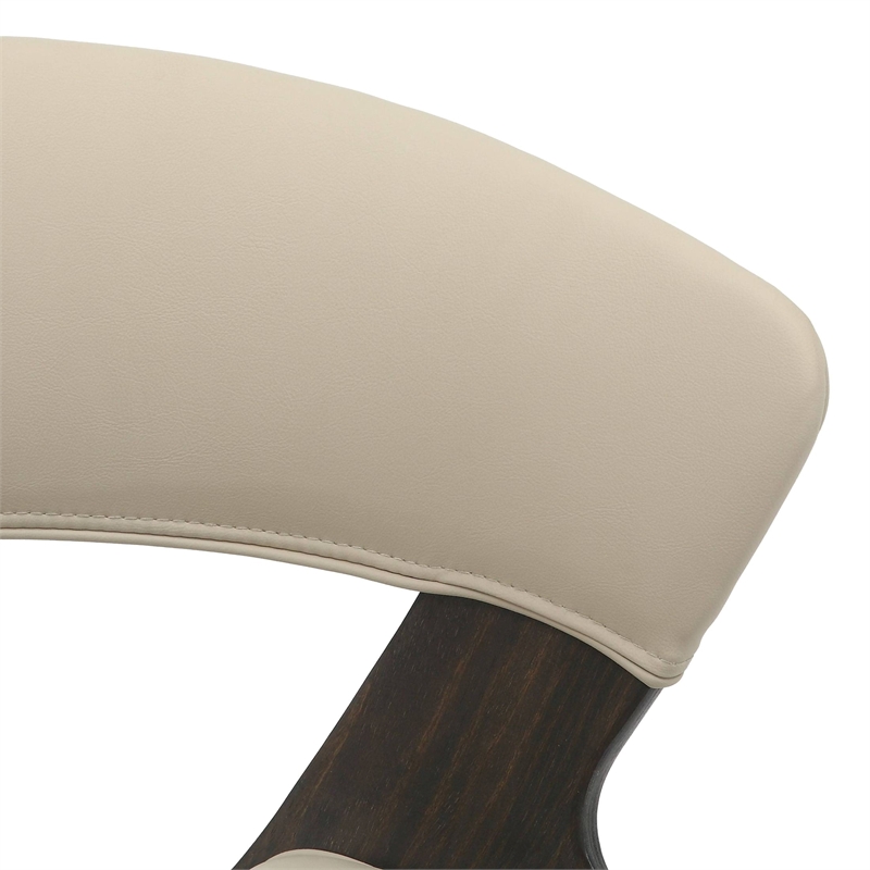 Dining Chair with Curved Open-Back and Iron Legs in Dark Walnut/Light Taupe
