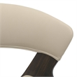 Dining Chair with Curved Open-Back and Iron Legs in Dark Walnut/Light Taupe