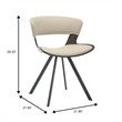 Dining Chair with Curved Open-Back and Iron Legs in Dark Walnut/Light Taupe