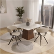 Dining Chair with Curved Open-Back and Iron Legs in Dark Walnut/Light Taupe