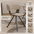 Dining Chair with Curved Open-Back and Iron Legs in Dark Walnut/Light Taupe