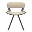 Dining Chair with Curved Open-Back and Iron Legs in Dark Walnut/Light Taupe