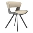 Dining Chair with Curved Open-Back and Iron Legs in Dark Walnut/Light Taupe