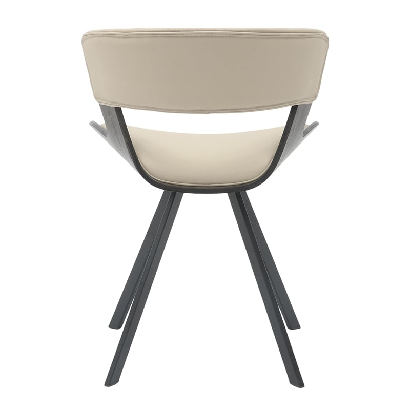 Dining Chair with Curved Open-Back and Iron Legs in Dark Walnut/Light Taupe