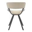 Dining Chair with Curved Open-Back and Iron Legs in Dark Walnut/Light Taupe