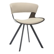 Dining Chair with Curved Open-Back and Iron Legs in Dark Walnut/Light Taupe
