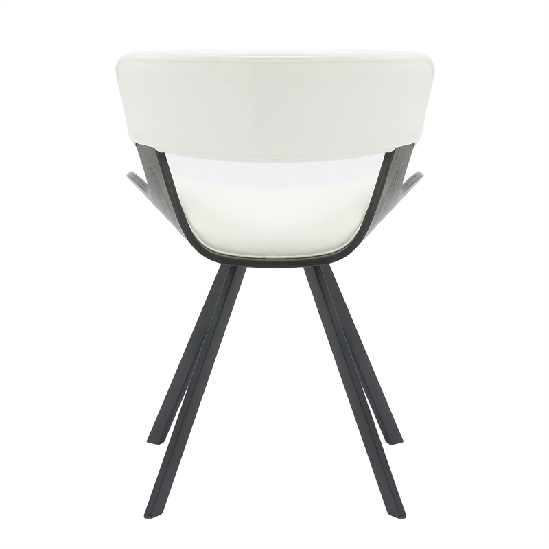 Dining Chair with Curved Open-Back and Iron Legs in Dark Walnut/White
