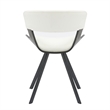 Dining Chair with Curved Open-Back and Iron Legs in Dark Walnut/White