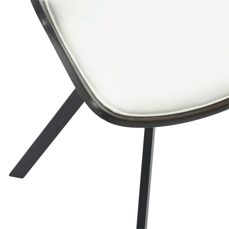 Dining Chair with Curved Open-Back and Iron Legs in Dark Walnut/White