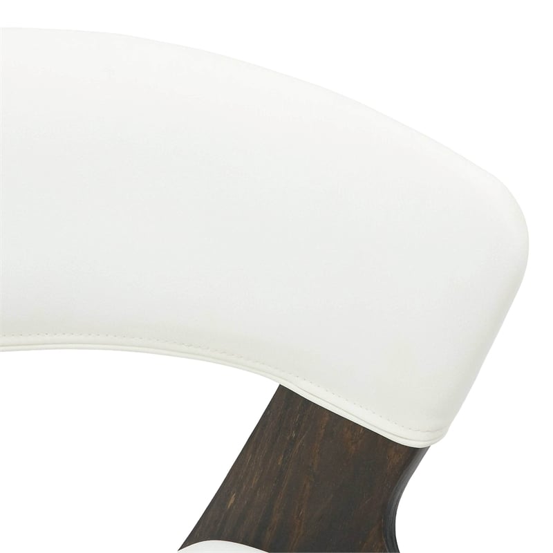 Dining Chair with Curved Open-Back and Iron Legs in Dark Walnut/White