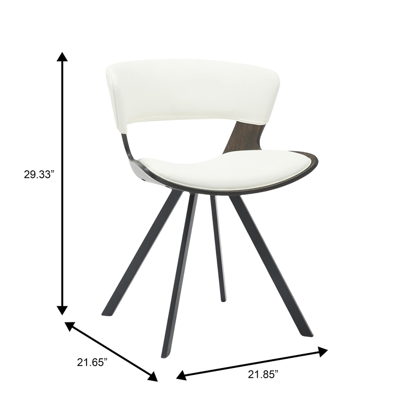 Dining Chair with Curved Open-Back and Iron Legs in Dark Walnut/White