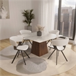 Dining Chair with Curved Open-Back and Iron Legs in Dark Walnut/White