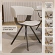 Dining Chair with Curved Open-Back and Iron Legs in Dark Walnut/White