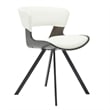 Dining Chair with Curved Open-Back and Iron Legs in Dark Walnut/White