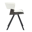 Dining Chair with Curved Open-Back and Iron Legs in Dark Walnut/White