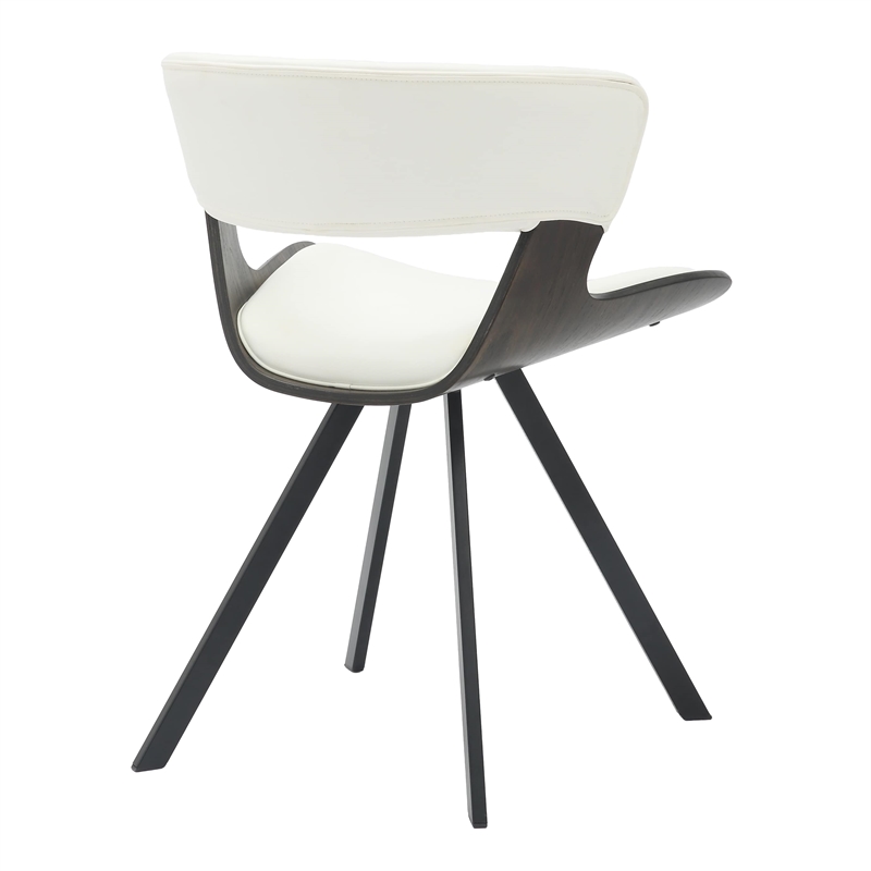 Dining Chair with Curved Open-Back and Iron Legs in Dark Walnut/White