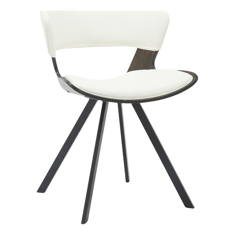 Dining Chair with Curved Open-Back and Iron Legs in Dark Walnut/White